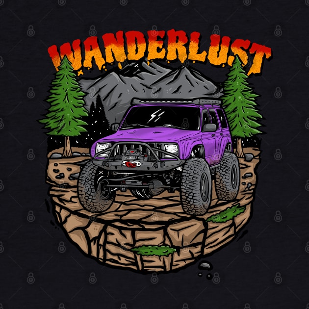 Wanderlust Purple Jeep Holiday T-shirt by 4x4 Sketch